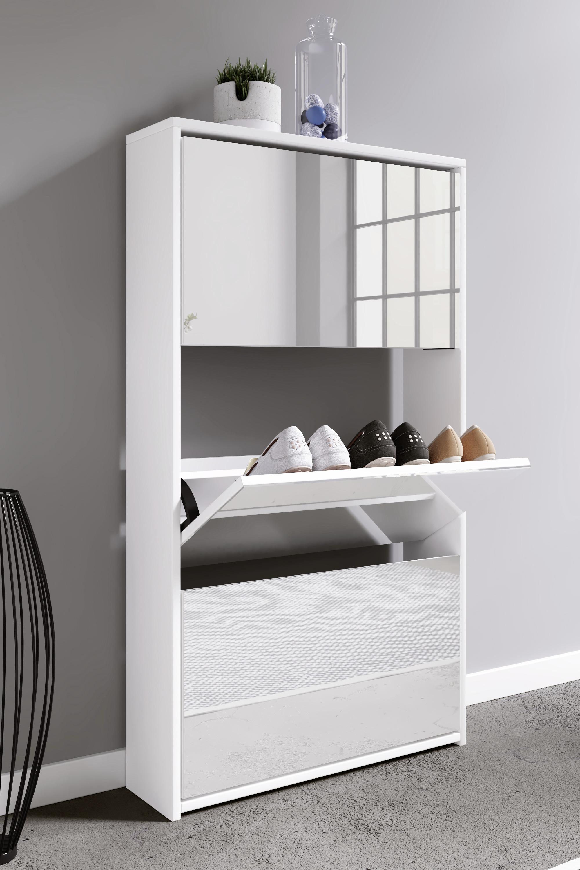 MID.YOU Schuhschrank Stido L Weiß Holz Deko B: 63 cm