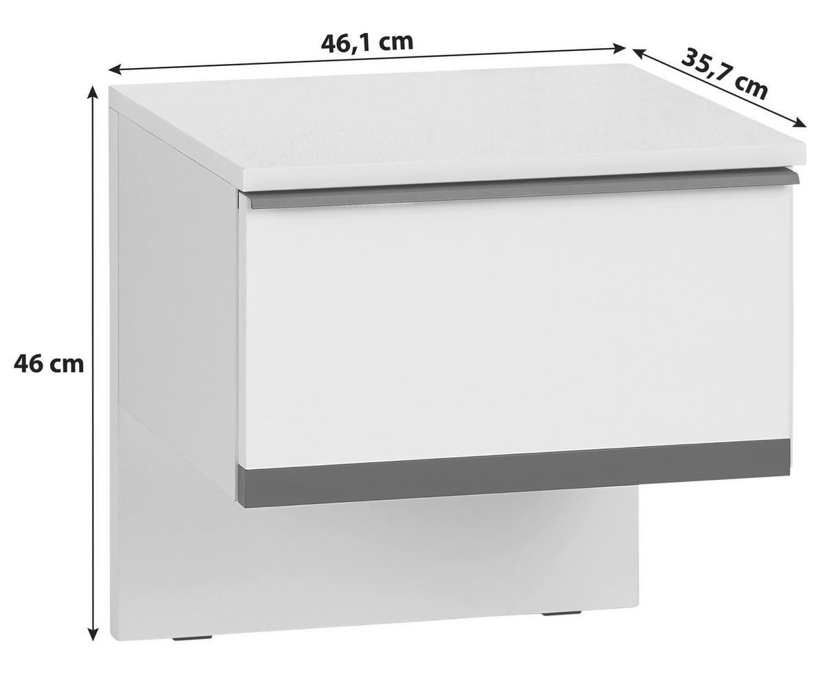 Nachtkästchen 2er-set Weiß/ Grau H: 46 Cm Lucca - Weiß, MODERN, Holzwerkstoff (46,1/46/35,7cm)