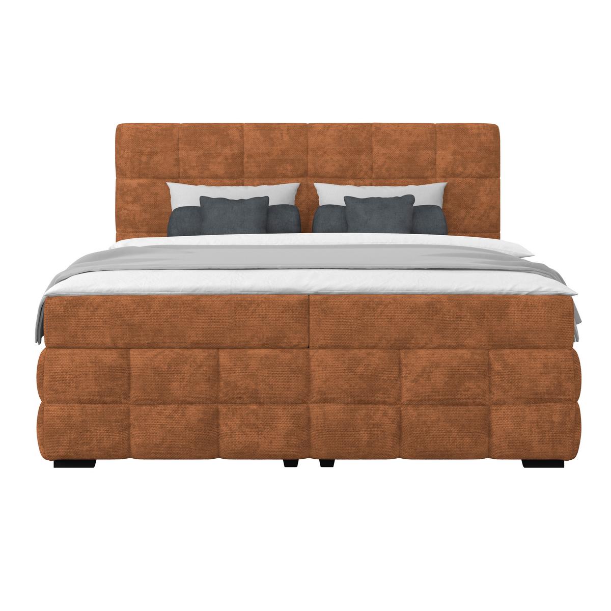 Čalúnená posteľ VEGA 180x200 cm, hrdzavá - čierna/hrdzavá, Trend, drevo/textil (180/200cm)