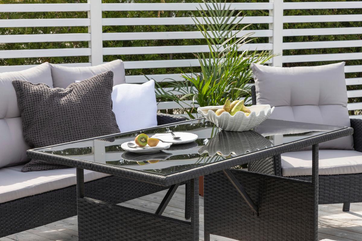Dining-Loungeset Knock - Schwarz/Grau, KONVENTIONELL, Kunststoff - Gardenson