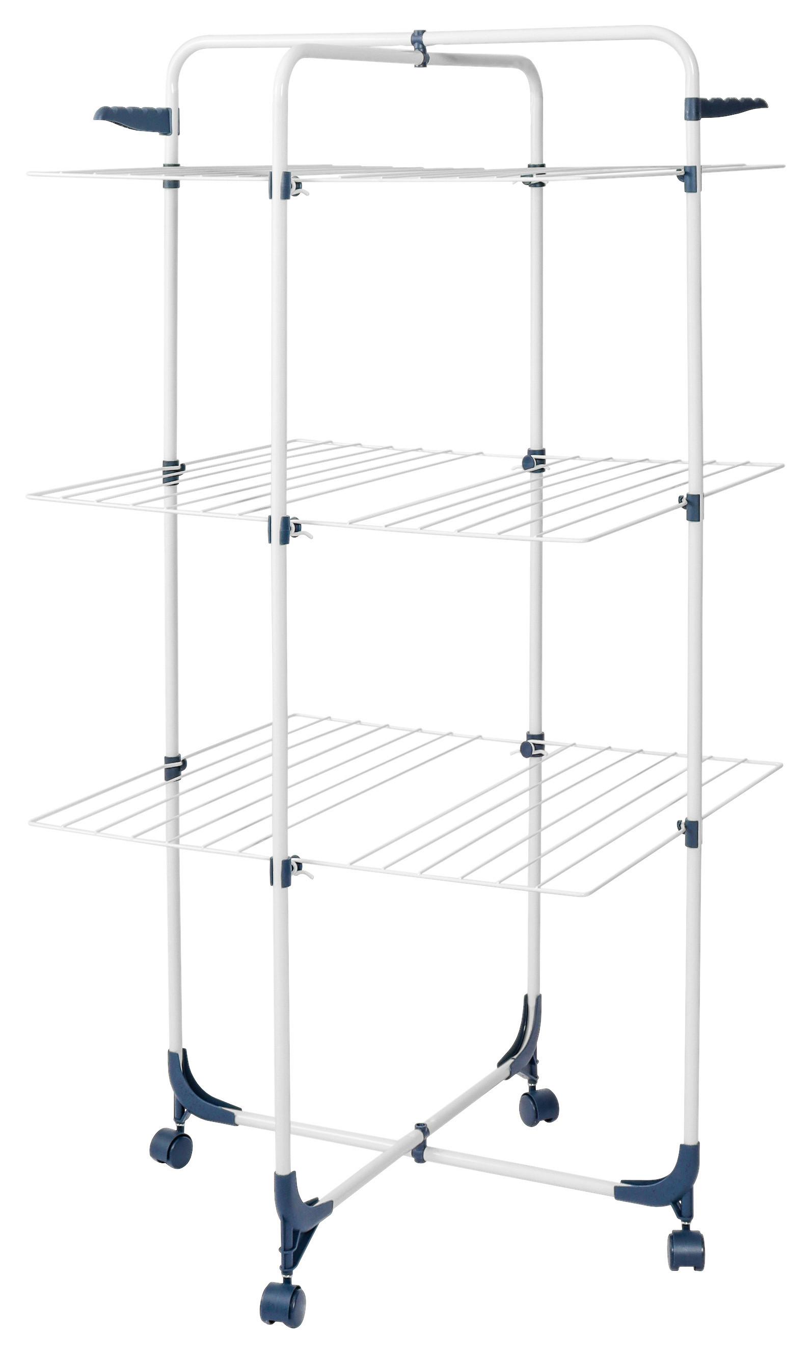 Ruhaszárító Torony Tower - sötétkék/fehér, Konventionell, műanyag/fém (70/65/136cm) - Homezone