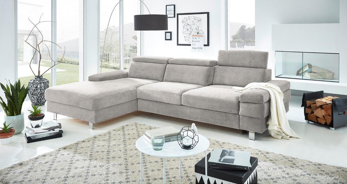 Ecksofa Elvis Silberfarben S: 182x259 Cm - Silberfarben, KONVENTIONELL, Textil (182/259cm) - Trendmanufaktur