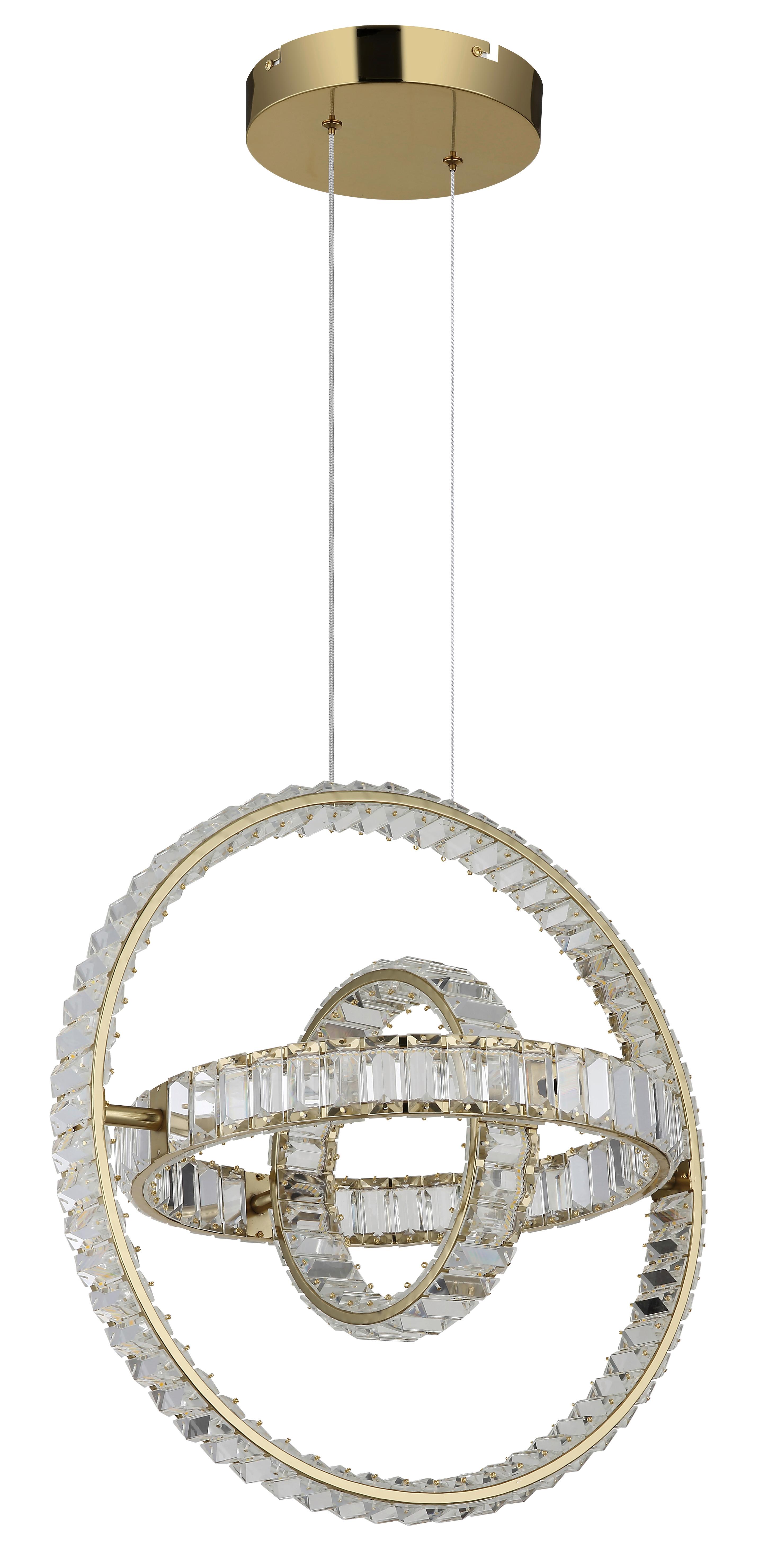 Hängeleuchte Neil Kristallglas ca. 50x40x120 cm - Klar/Goldfarben, Design, Glas/Metall (50/40/120cm) - Globo