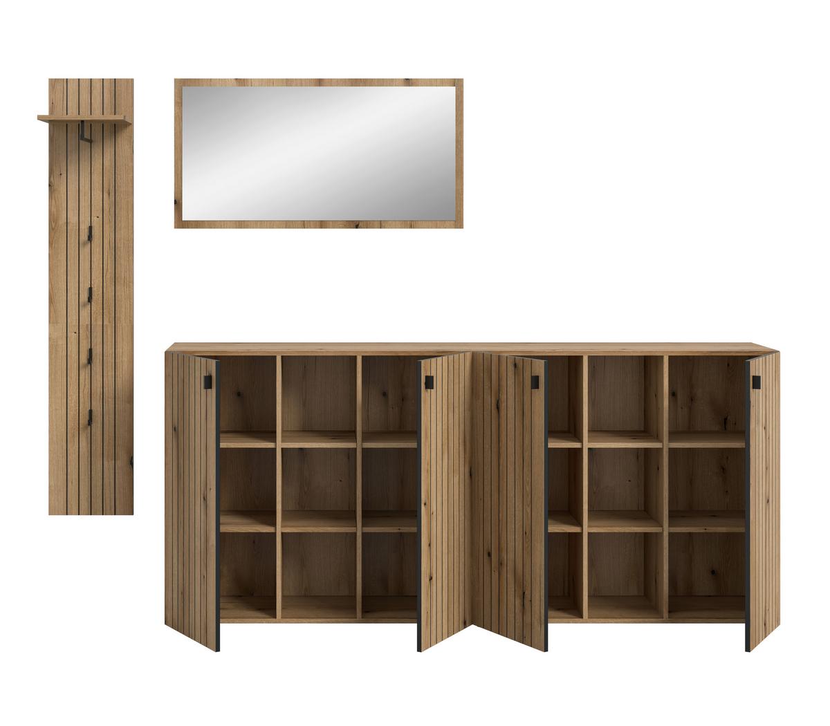 Garderobe Station Eiche Dekor B: 258cm - Eichefarben, Design, Holzwerkstoff (258/192/37cm) - MID.YOU