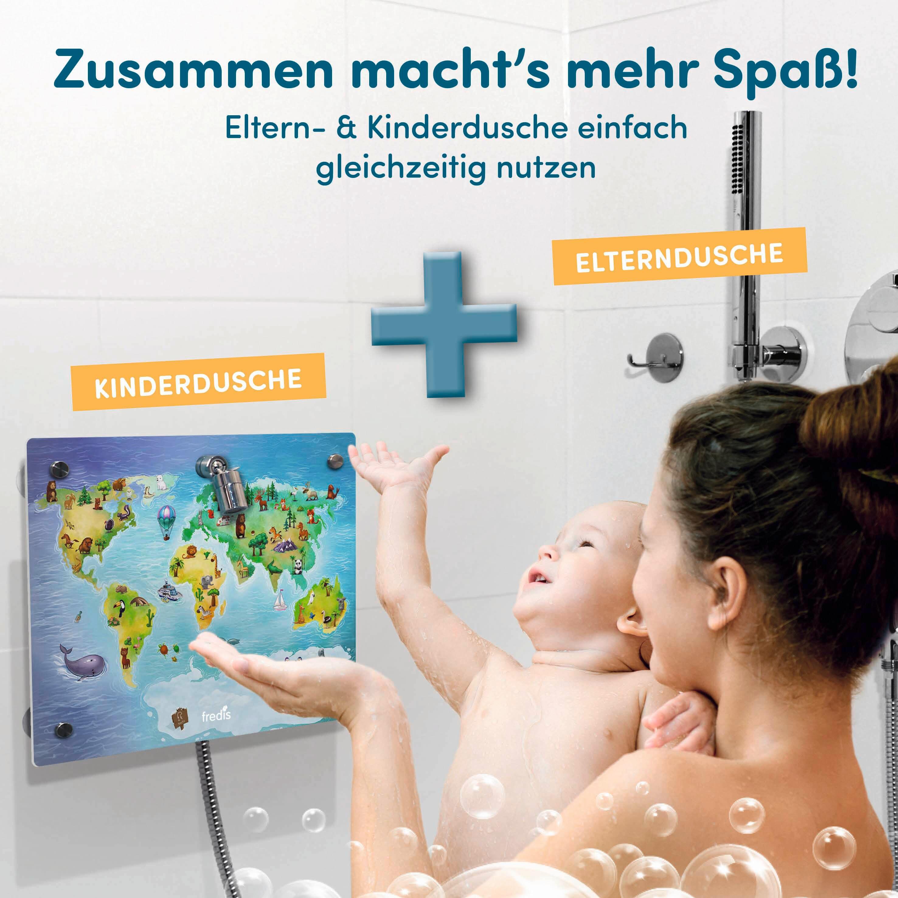 Kinderdusche Fredis Kinderdusche Welt - Blau/Gelb, Basics, Kunststoff (30/4,5/40cm)