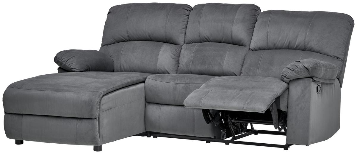 Ecksofa Boston - Schwarz/Grau, Basics, Textil/Metall (159/216cm) - P & B