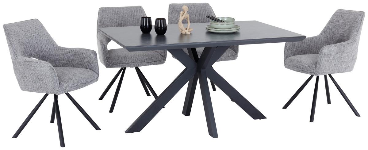 Jídelní stůl STEVE 140x90 - černá, Moderní, kov/kompozitní dřevo (140/76/90cm)