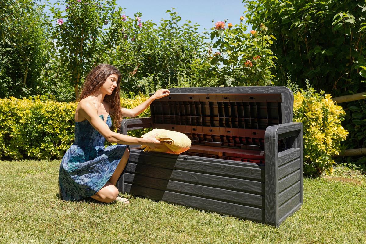 Gartenbank Kunststoff Foreverspring 2-Sitzer - Anthrazit, Basics, Kunststoff (132,5/89/58cm)