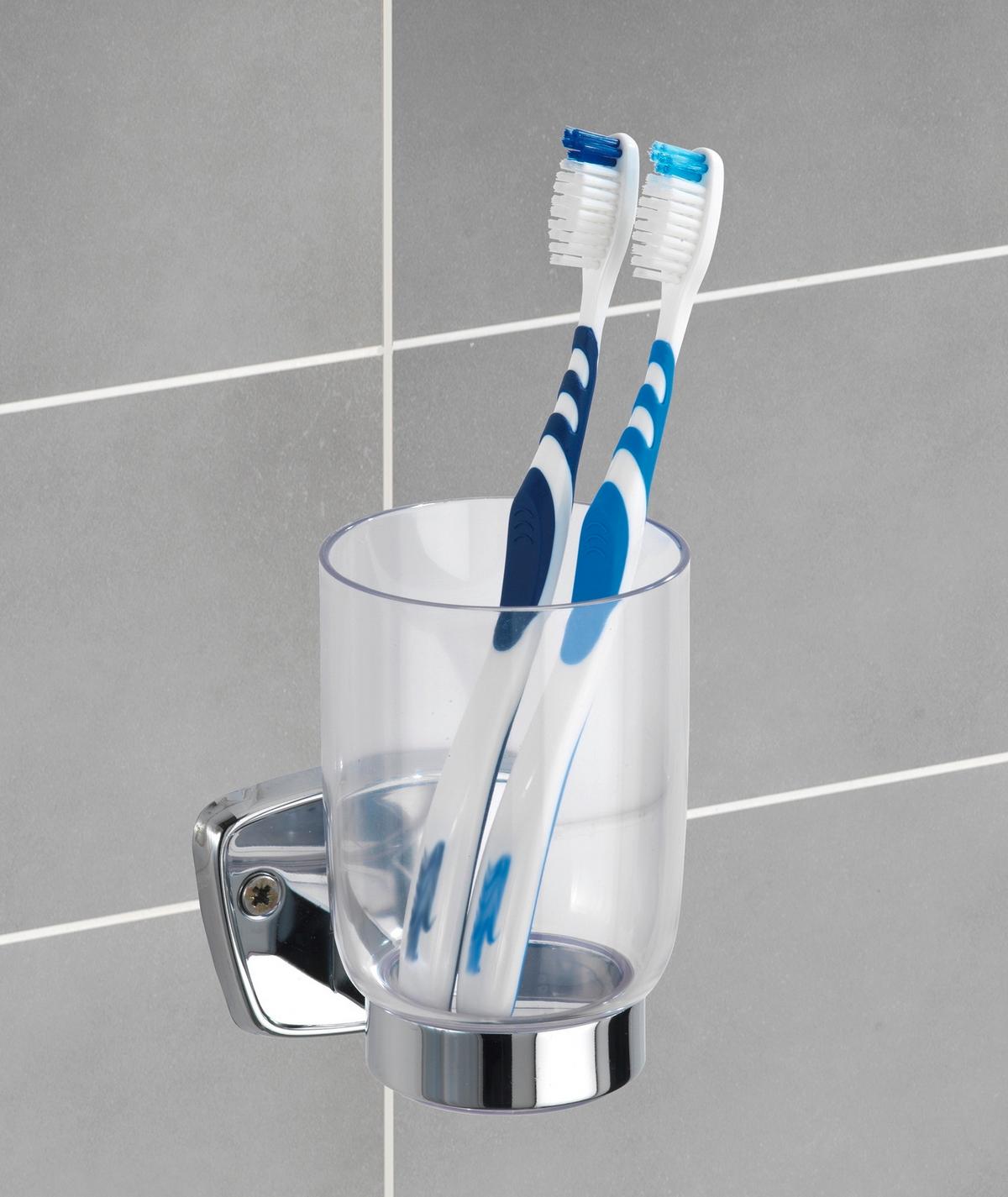Zahnputzbecher Basic 17897100 - Transparent, KONVENTIONELL, Kunststoff/Metall (8/13/9cm)