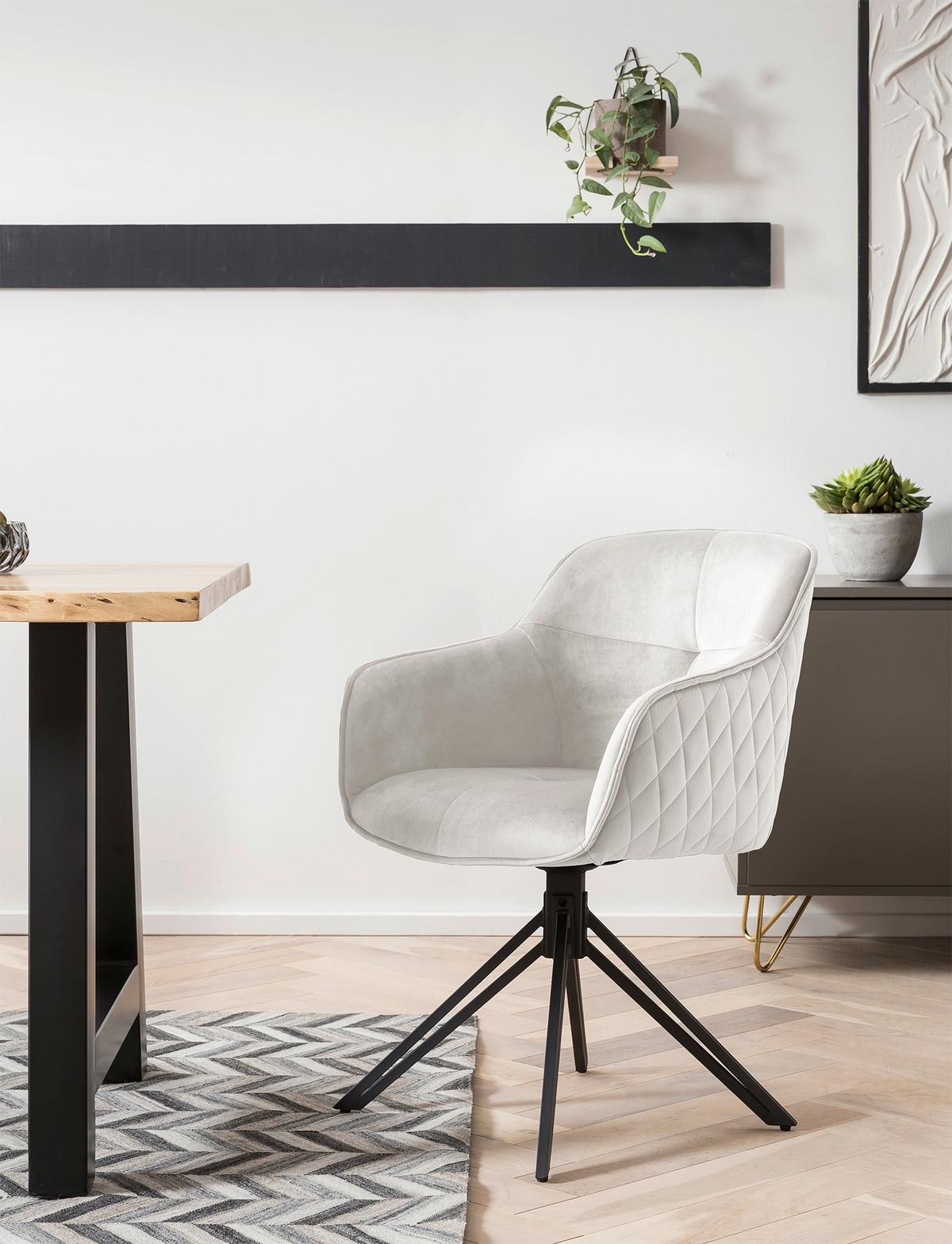 Armlehnstuhl Beige B: 59 Cm - Beige/Schwarz, MODERN, Textil/Metall (59/83/60cm) - Livetastic