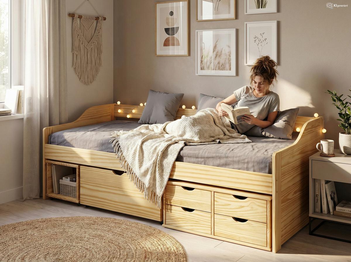 BETT BETT 205X97 CM AUS KIEFERNHOLZ - Naturfarben, Basics, Holz (90/200cm) - Livetastic