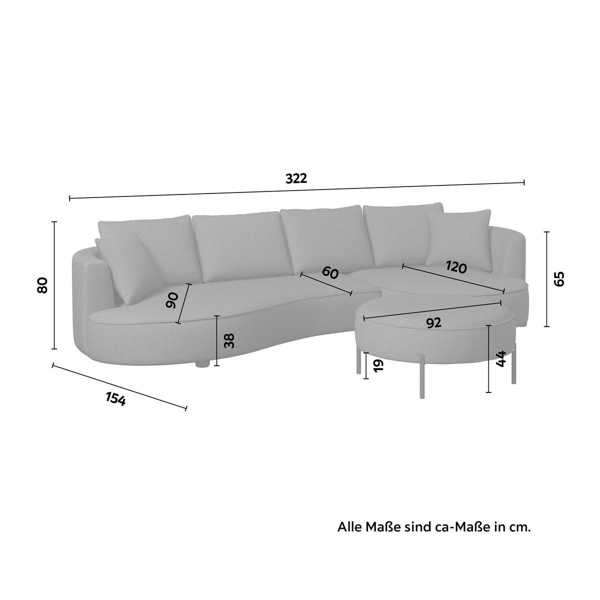 Sedacia súprava NILAS, hnedá ženilka, s taburetkou - hnedá/čierna, Modern, kov/drevo (322/154cm) - Bessagi Home