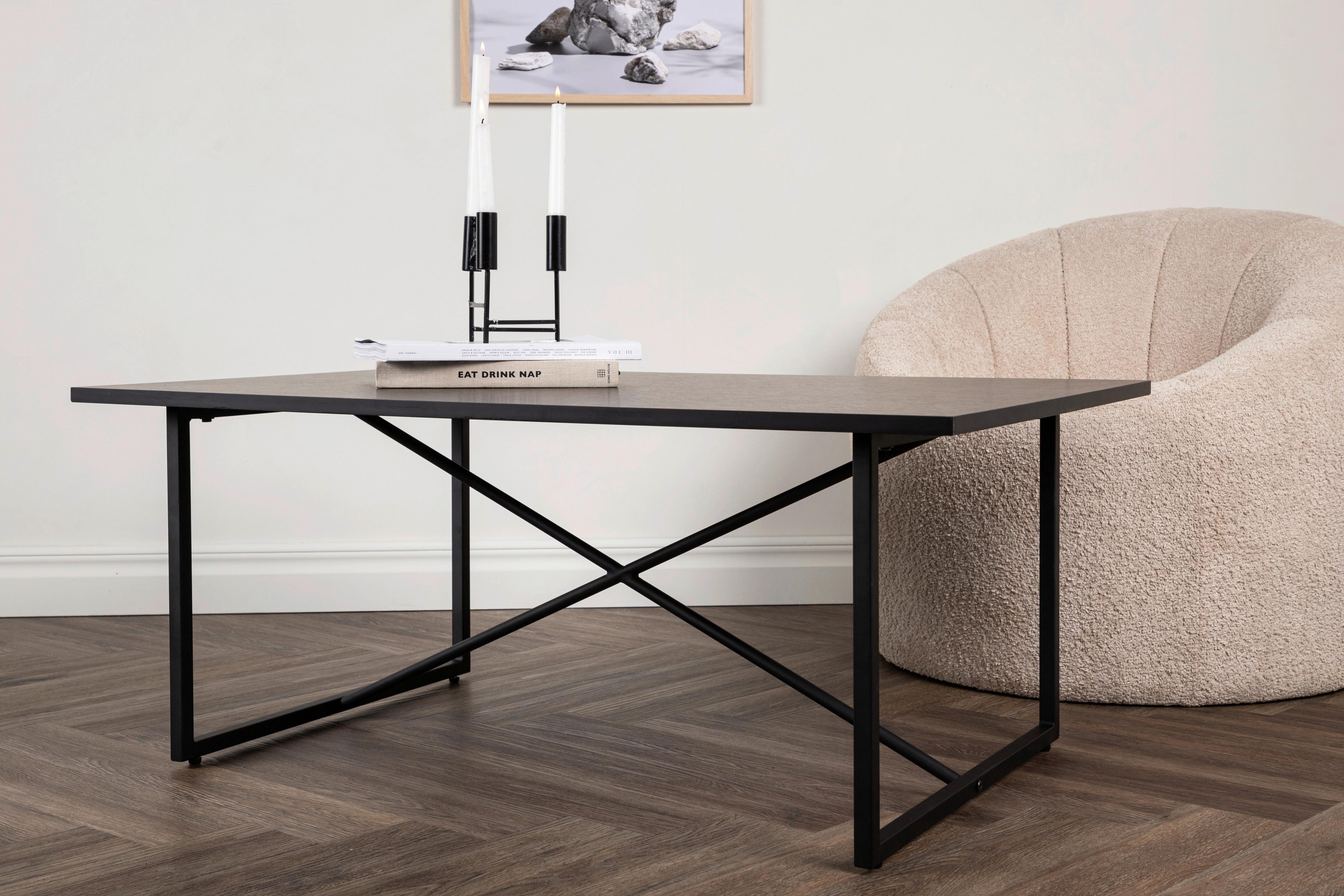 Couchtisch Pryor - Schwarz, Design, Holz/Metall (110/70/45cm) - Livetastic
