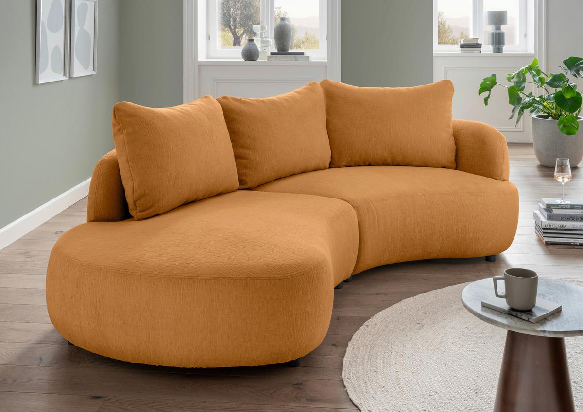 Ecksofa Goldfarben S: 250x139 cm - Goldfarben/Schwarz, MODERN, Textil (250/139cm) - Livetastic