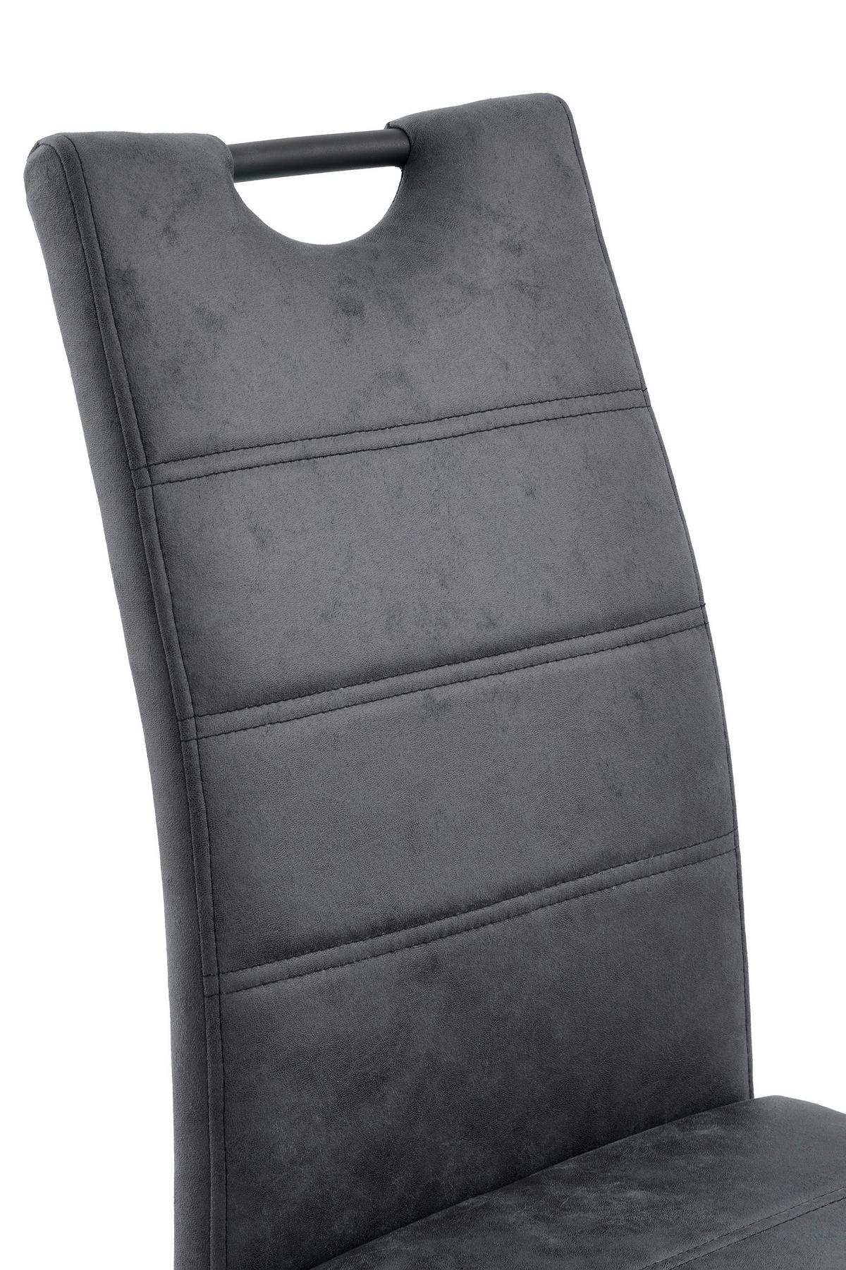 Stuhl Sabrina Microfaser Grau, B: 44 Cm - Anthrazit, KONVENTIONELL, Textil/Metall (44/98/60cm)