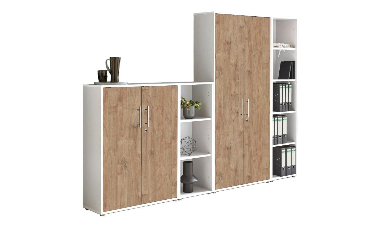 Office Edition B: 257 Cm Weiß/sonoma Eiche - Eichefarben/Weiß, MODERN, Holzwerkstoff (257/186/33cm) - MID.YOU