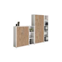 Office Edition B: 257 cm Weiß/Sonoma Eiche - Eichefarben/Weiß, MODERN, Holzwerkstoff (257/186/33cm) - MID.YOU