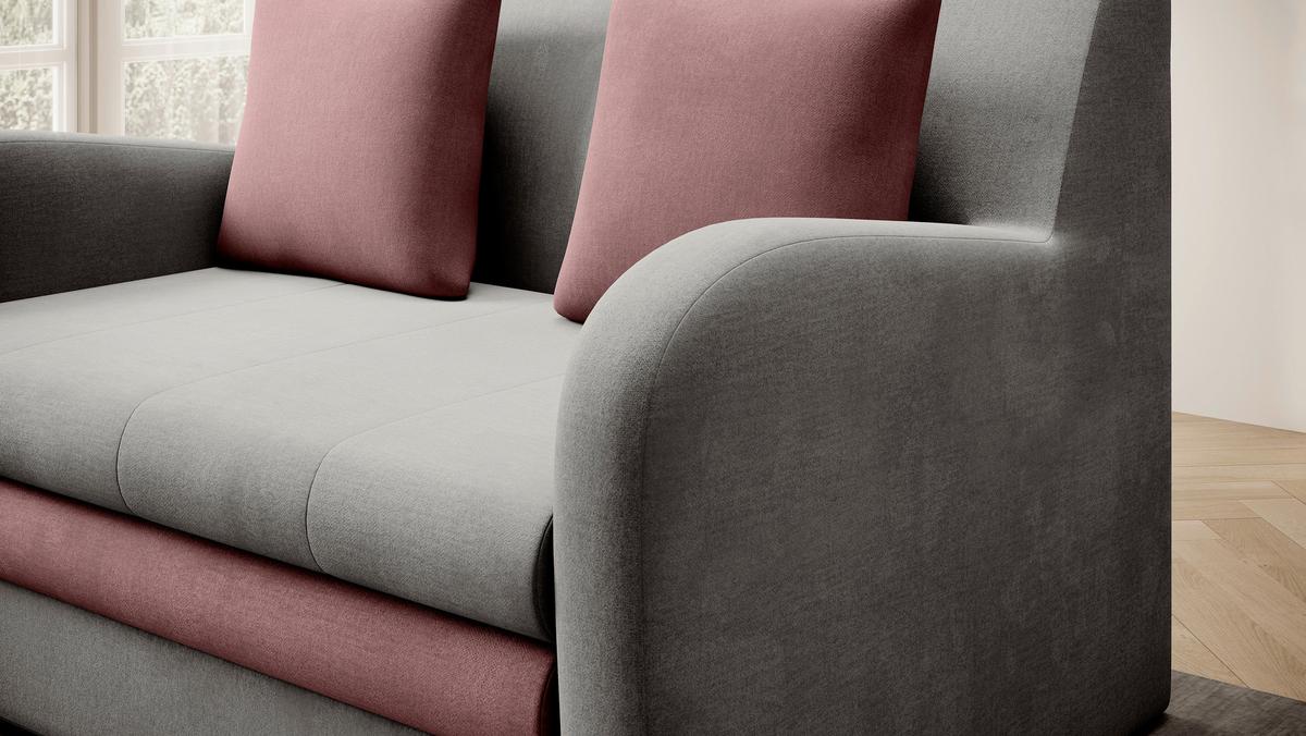 Schlafsofa Ario Grau, Rosa, B: 244 Cm - Hellgrau/Schwarz, Design, Textil (244/97/97cm) - MID.YOU