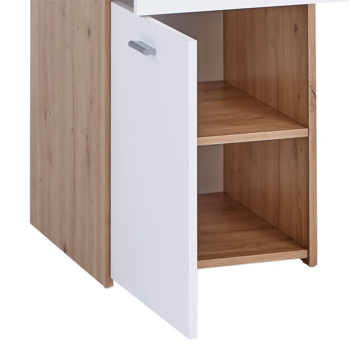 Íróasztal Simon - Artisan tölgy/fehér, Modern, faalapú anyag (120/75,5/60cm)
