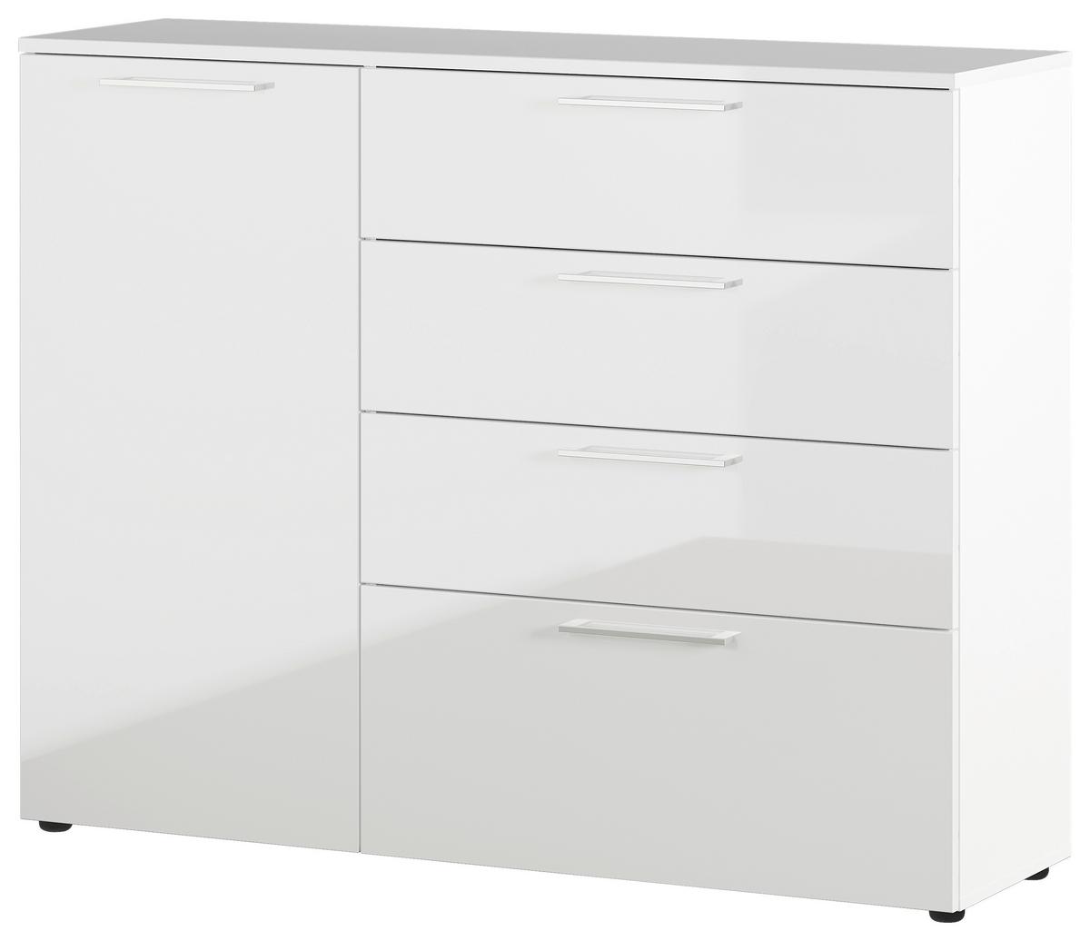 Kommode Gw-Sunnyvale Weiß B: 135cm - Schwarz/Weiß, MODERN, Holzwerkstoff (135/107/40cm) - Germania