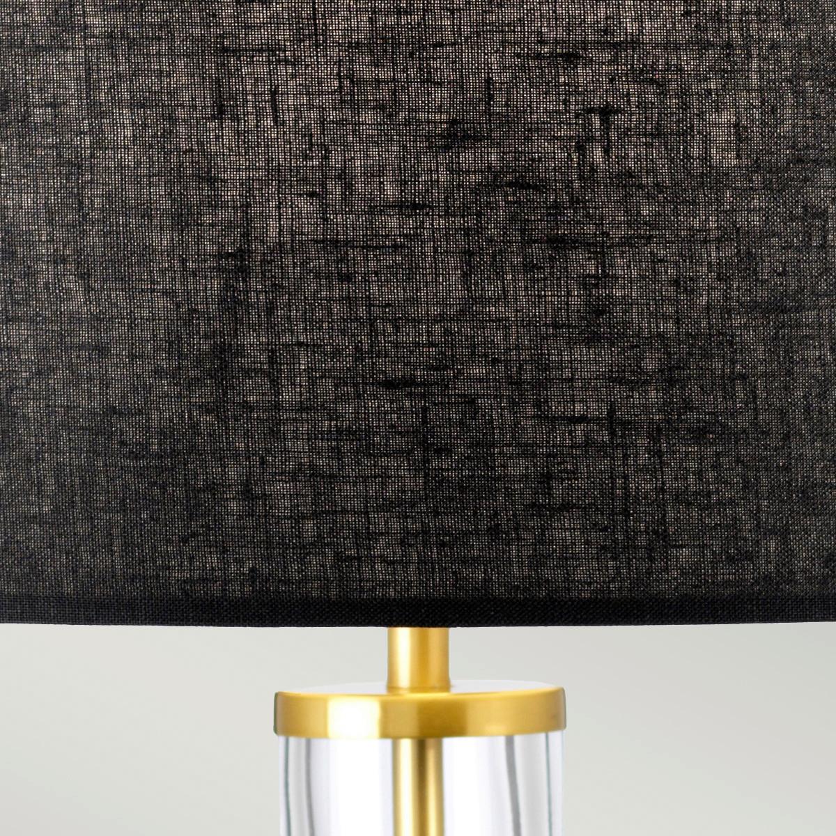 Asztali Lámpa Orb-Clear-Ab-Blk - fekete/sárgarézszínű, Konventionell, üveg/textil (36/67cm) - Elstead Lighting