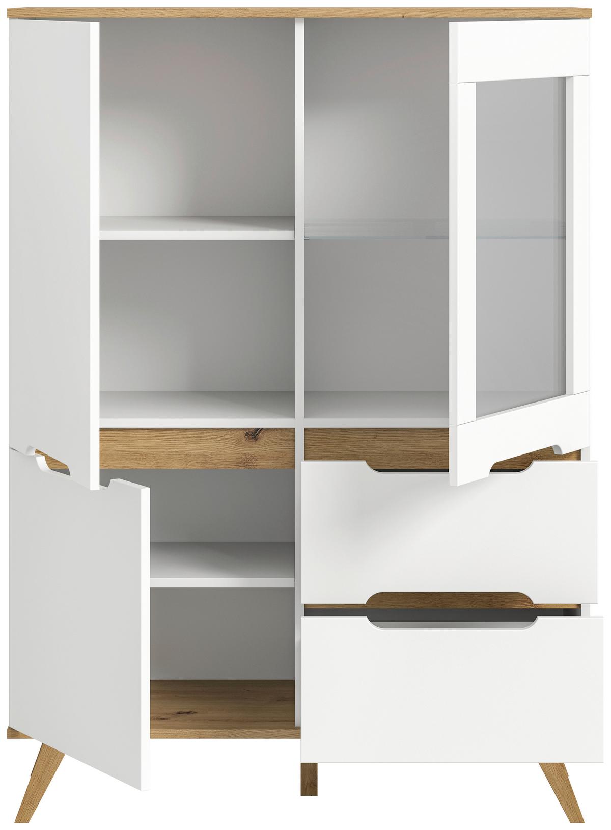 Highboard Stockholm Eichefarben/weiß B: 100 Cm - Eichefarben/Weiß, Design, Holzwerkstoff (100/140/40cm) - MID.YOU
