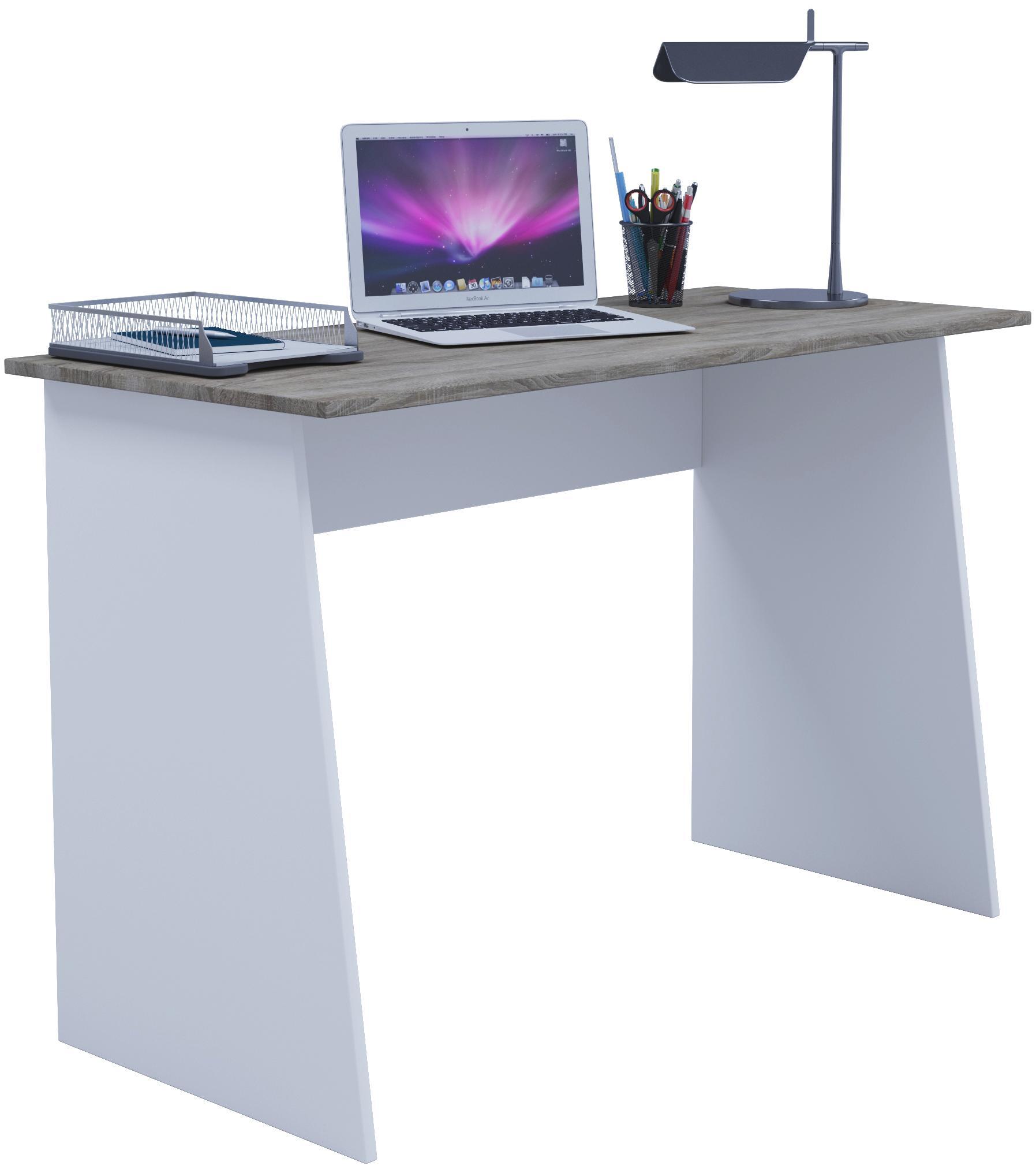 Schreibtisch Masola Maxi B: 110 cm - Weiß/Sonoma Eiche, Basics, Holzwerkstoff (110/74/50cm)
