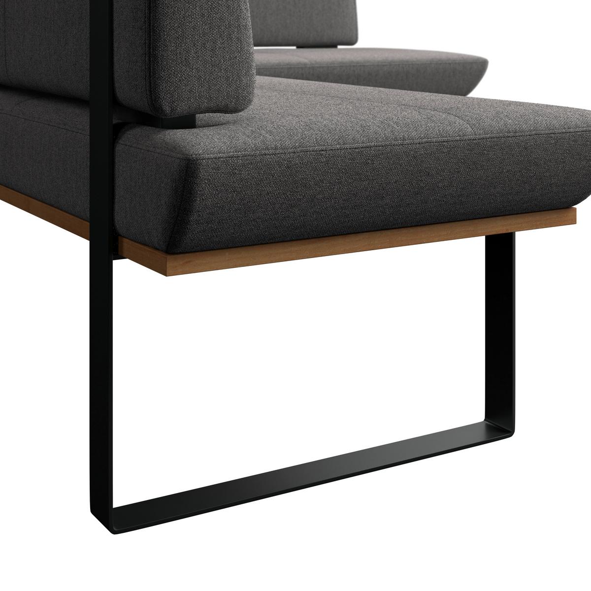 Eckbank Tristan Webstoff grau, S:225x175cm - Schwarz/Grau, MODERN, Holz/Textil (225/175cm) - James Wood