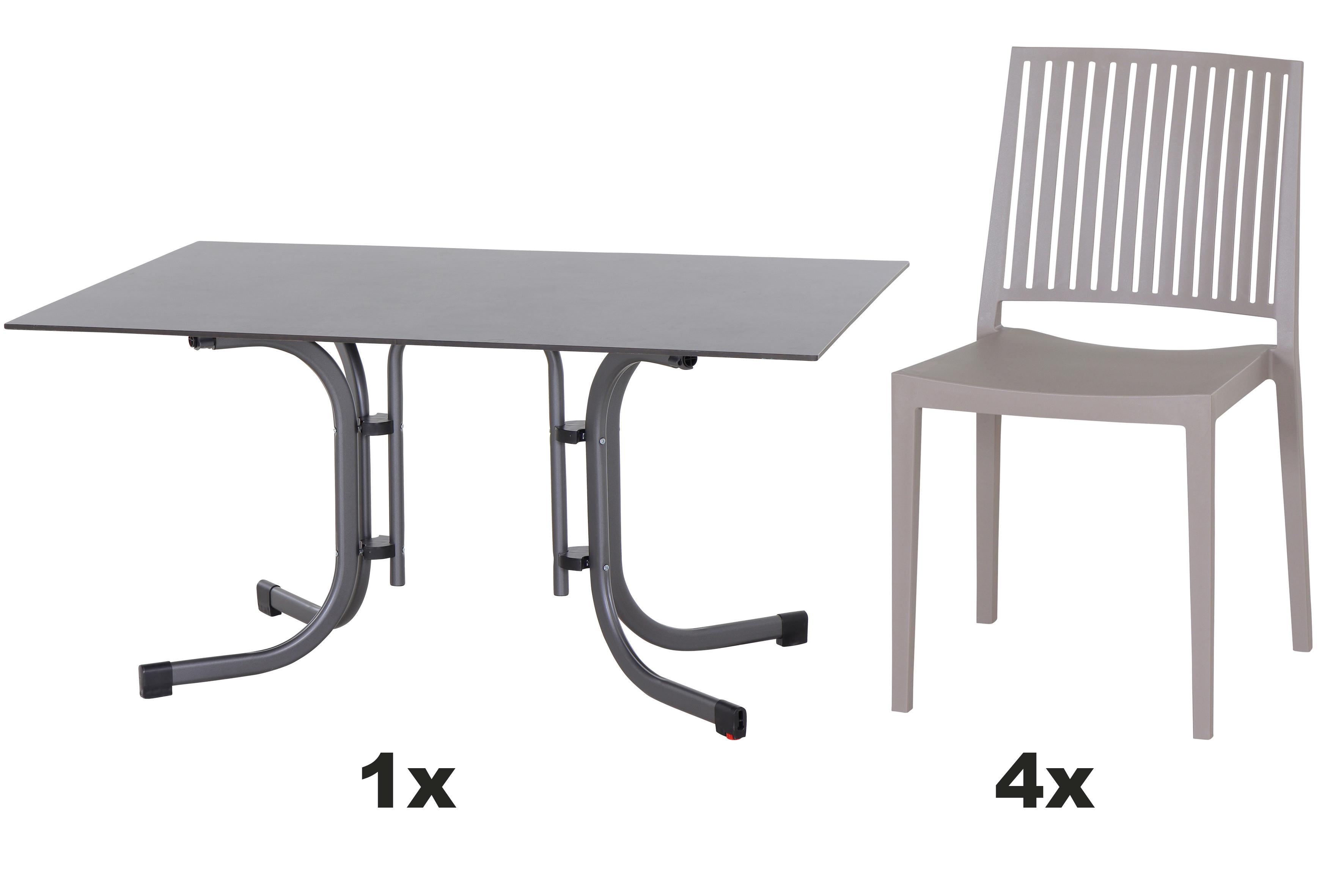 Gartengarnitur T20144 - Taupe/Anthrazit, Basics, Holzwerkstoff/Kunststoff (90/80/140cm) - Siena Garden