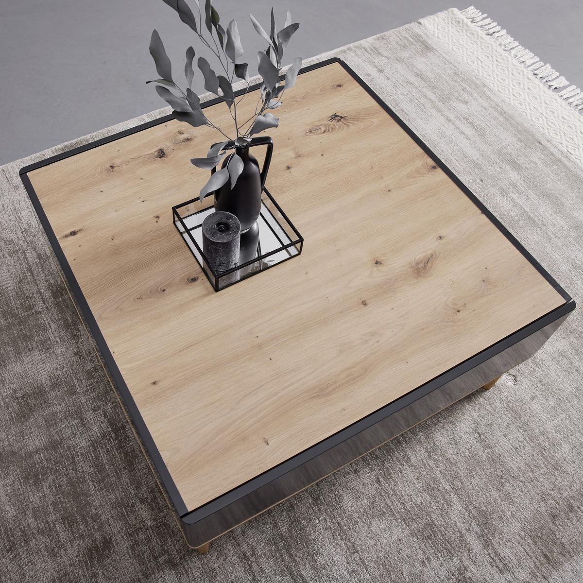 Konferenčný stolík FOSCO - sivá/farba duba, Modern, drevo (80/80/38cm) - Bessagi Home