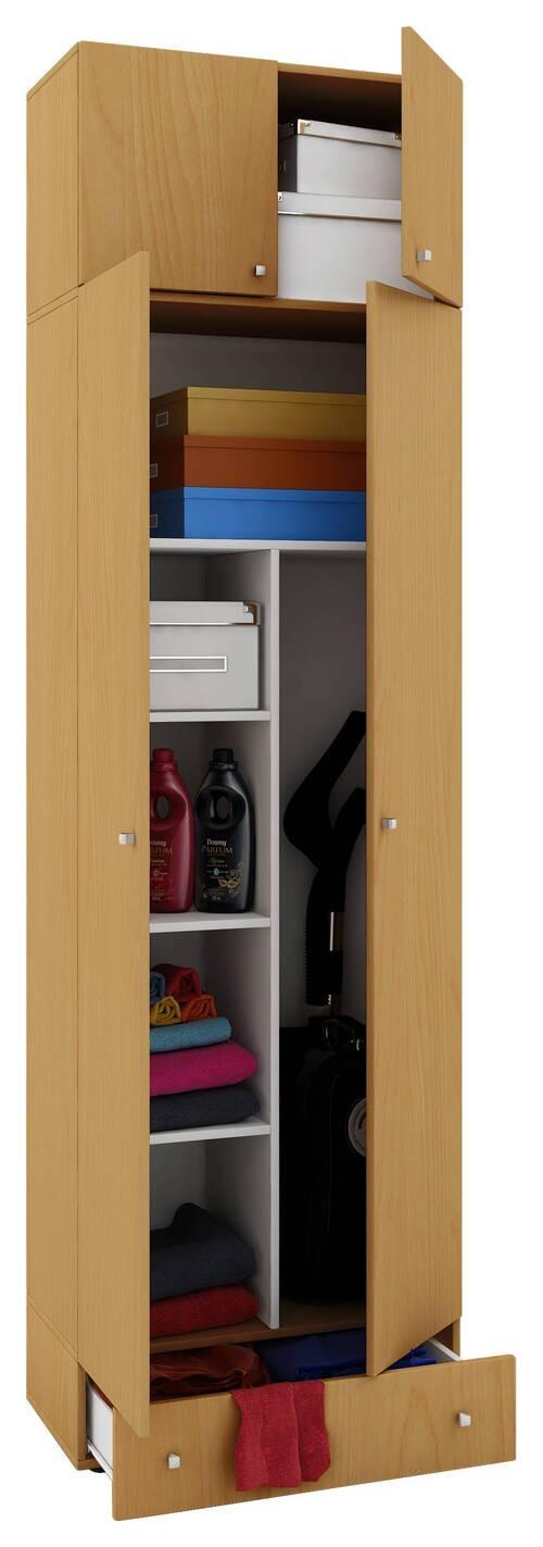 Víceúčelová skříň VANDOL, nástavba se zásuvkou - černá/barvy stříbra, Moderní, kompozitní dřevo/plast (70/238/39cm) - MID.YOU