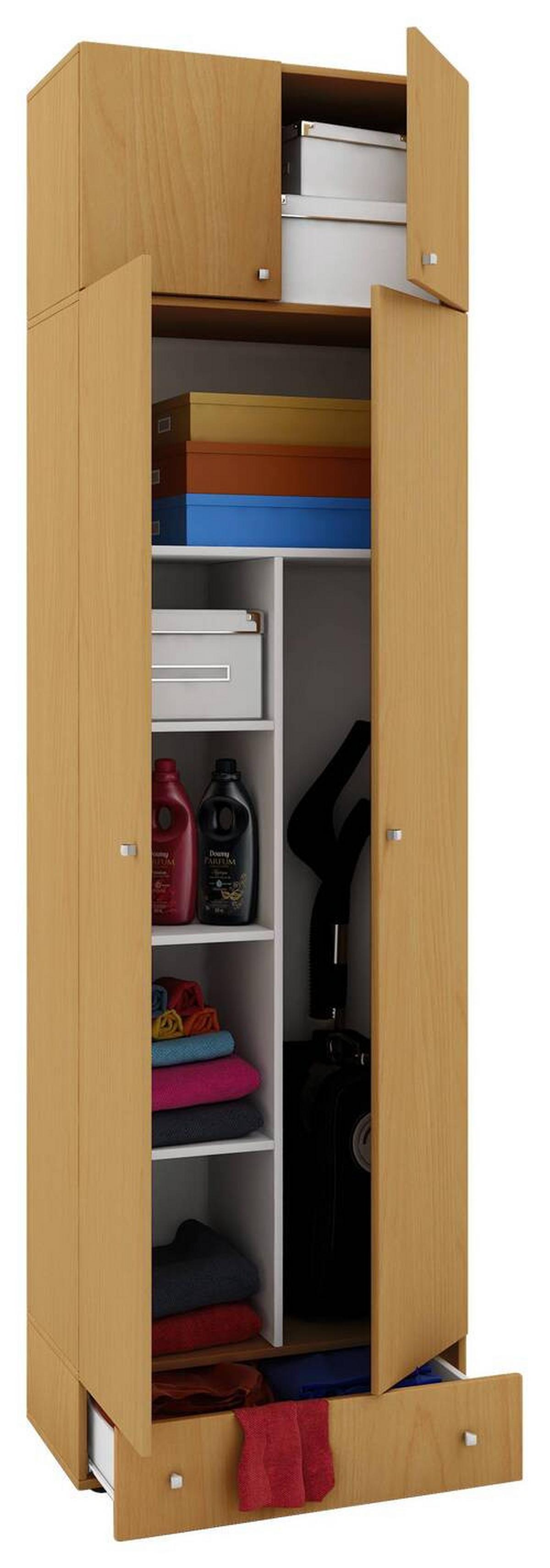 Víceúčelová skříň VANDOL, nástavba se zásuvkou - černá/barvy stříbra, Moderní, kompozitní dřevo/plast (70/238/39cm) - MID.YOU