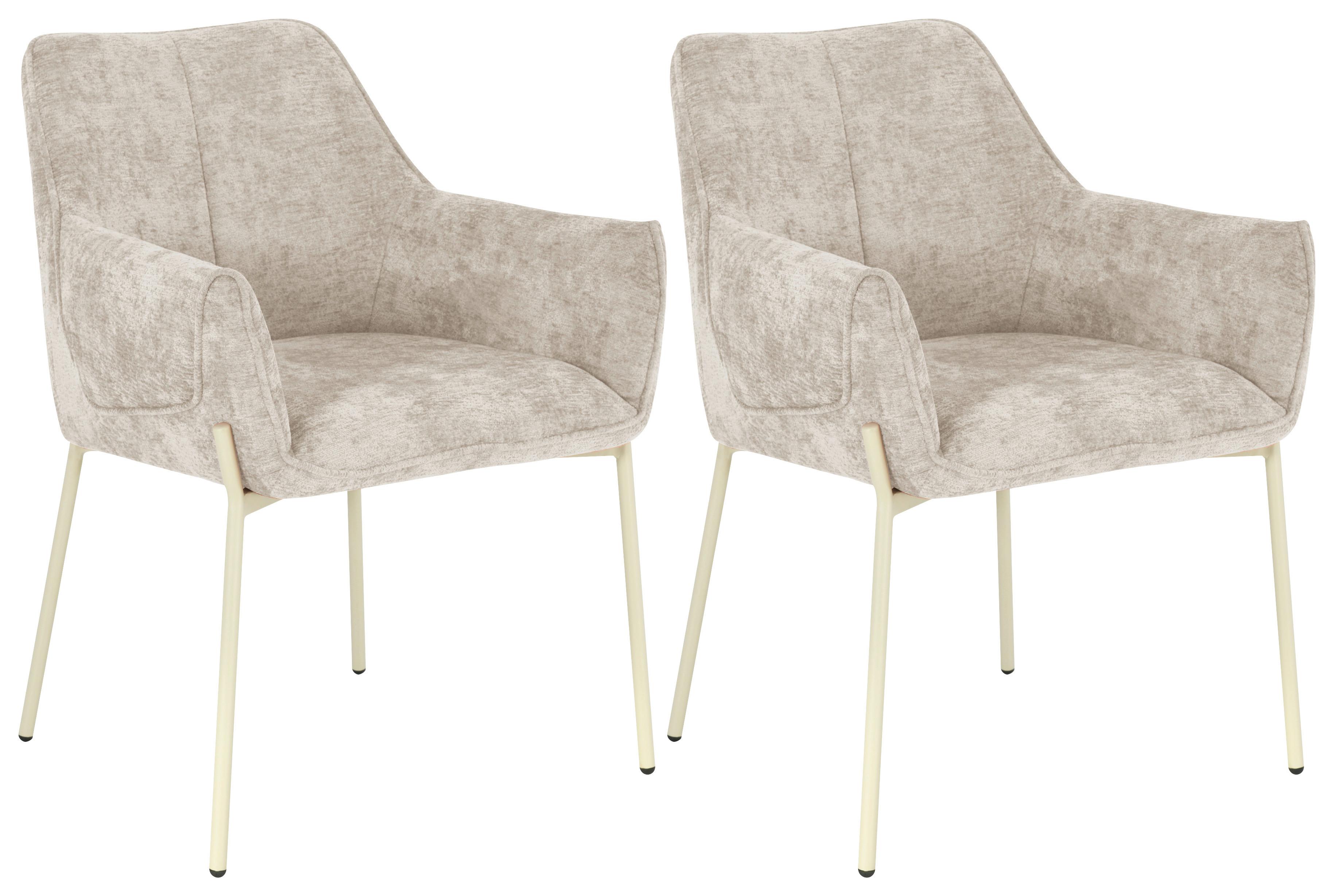 Armlehnstuhl Alea Chenille Beige, B: 62 Cm - Beige, MODERN, Holz/Textil (62/83/62cm) - MID.YOU