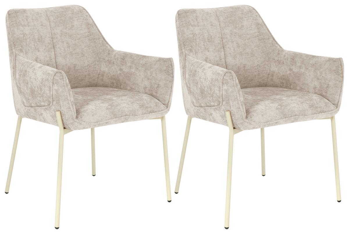 Armlehnstuhl Alea Chenille Beige, B: 62 Cm - Beige, MODERN, Holz/Textil (62/83/62cm) - MID.YOU