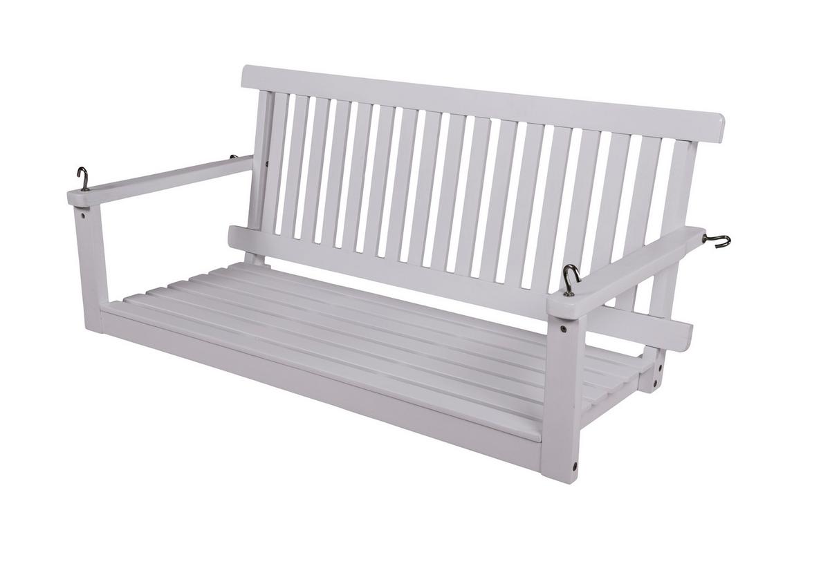 Gartenbank Eukalyptusholz 2-Sitzer Augusta Hängend - Eukalyptusholzfarben/Goldfarben, Basics, Holz/Metall (130/57/63cm) - Gardenson