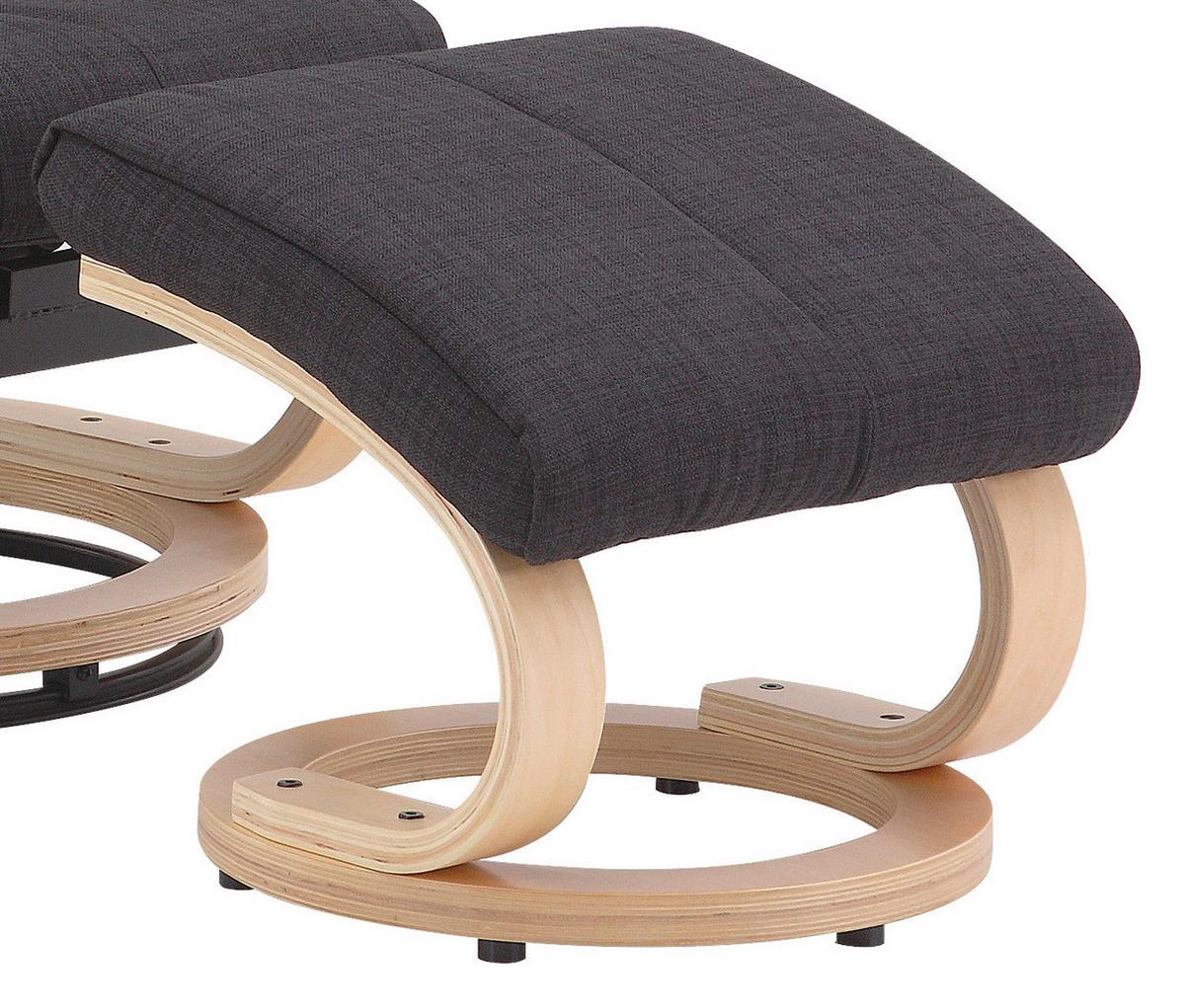 Fernsehsessel mit Fußhocker Niklas Webstoff Dunkelgrau - Dunkelgrau/Naturfarben, MODERN, Holz/Textil (66/98-86/80-110cm) - Ondega