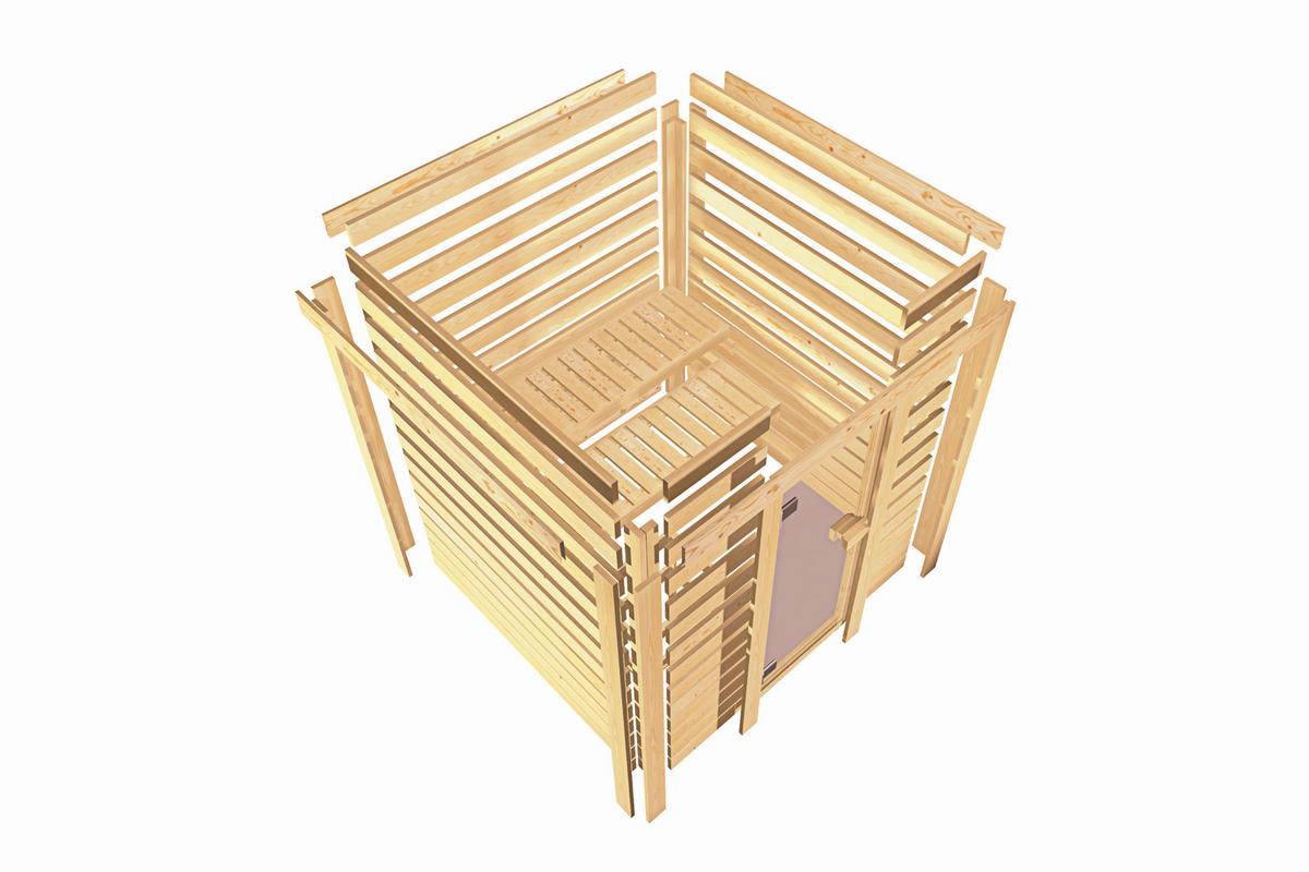 Sauna Helen Eck 196/187/145 Cm - Fichtefarben, Basics, Holz (196/187/145cm)