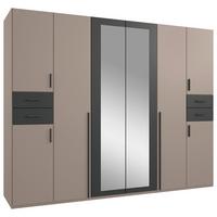 Drehtürenschrank Vegas Sahara/Graphit/Grau B: 270 cm - Graphitfarben/Grau, Basics, Glas/Holzwerkstoff (270/208/58cm) - MID.YOU