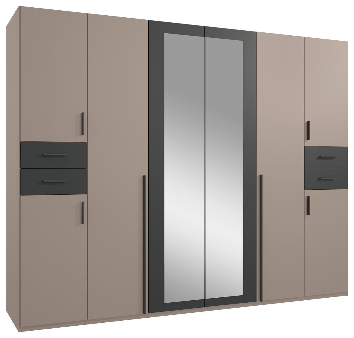 Drehtürenschrank Vegas Sahara/Graphit/Grau B: 270 cm - Graphitfarben/Grau, Basics, Glas/Holzwerkstoff (270/208/58cm) - MID.YOU