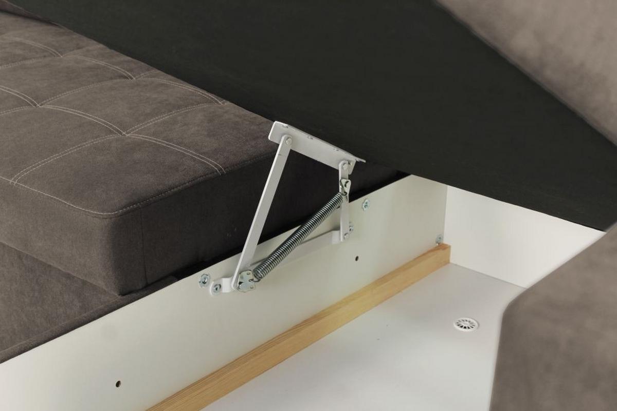 Rohová sedačka DON, oboustranná, šedohnědá - černá/šedavě hnědá, Design, kov/dřevo (248/172cm)