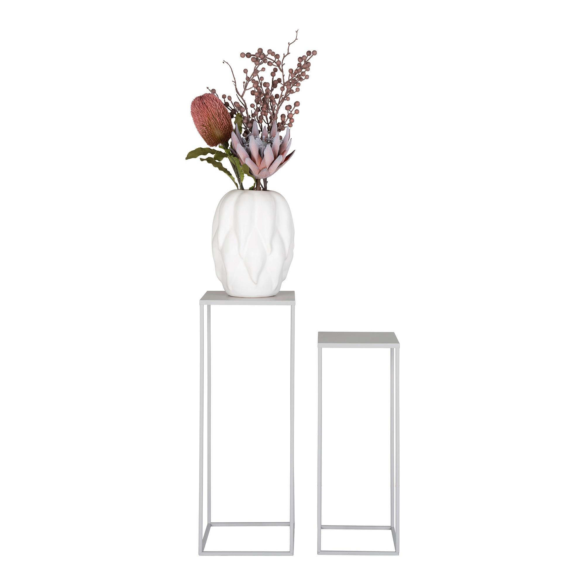 Blumentischset Beja Hellgrau 2-Teilig - Hellgrau, Design, Metall
