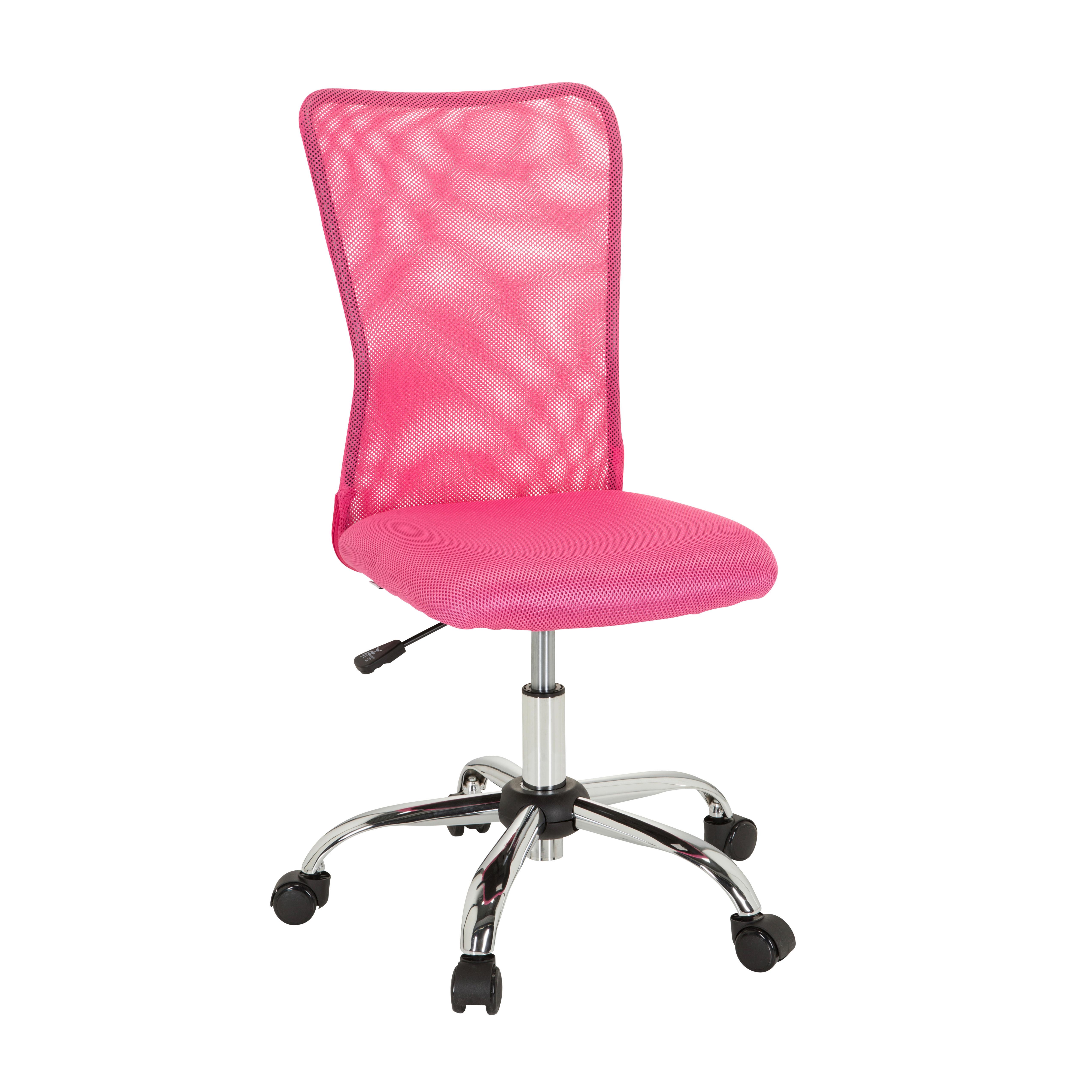 Jugenddrehstuhl Kiddy Net Pink Bis 60 Kg - Chromfarben/Pink, Basics, Kunststoff/Textil (54/88/54cm) - MID.YOU