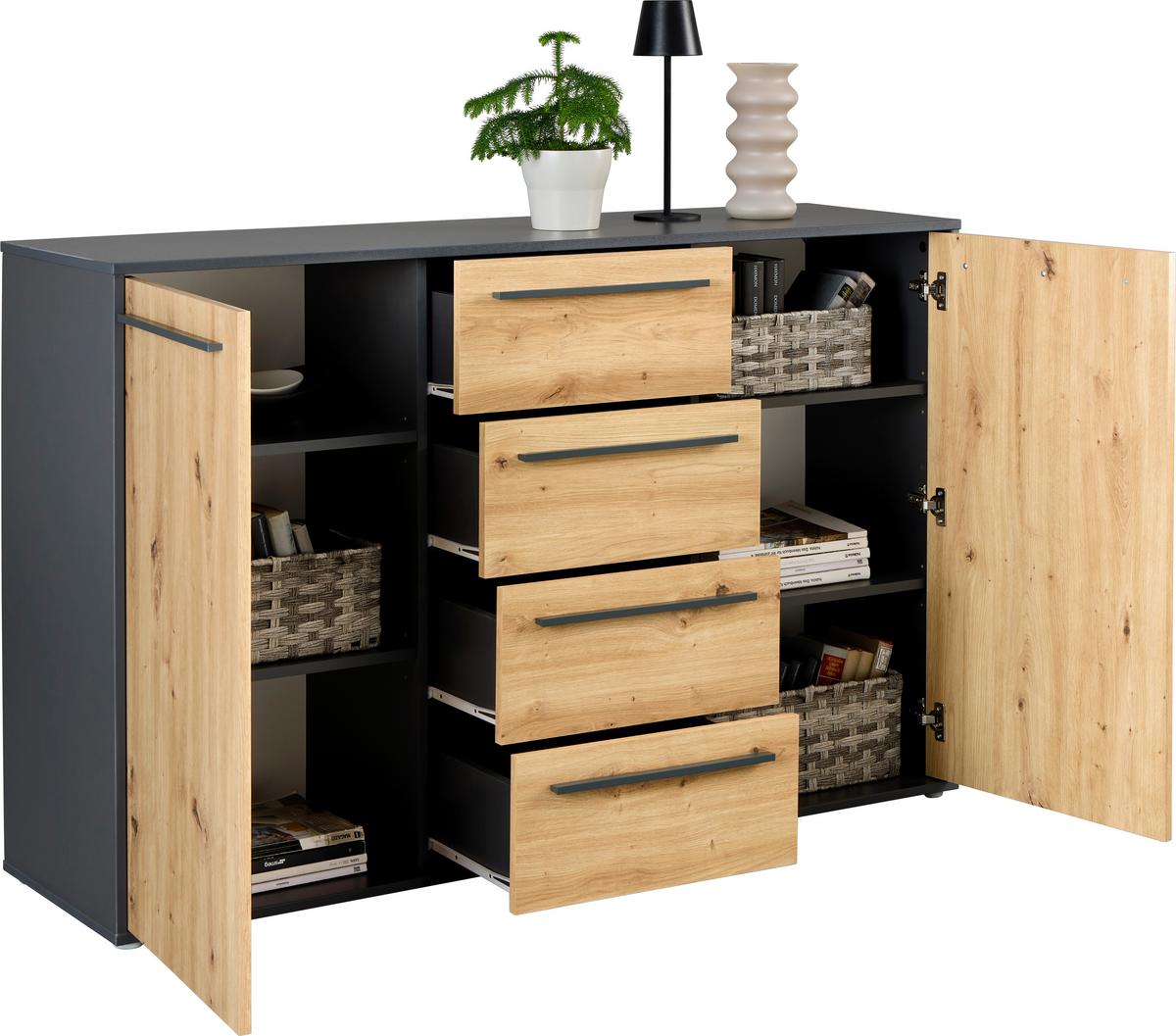 Kommode Adriano Anthrazit/artisan B: 149 Cm - Anthrazit/Eiche Artisan, Trend, Holzwerkstoff (149/94,8/41,2cm)