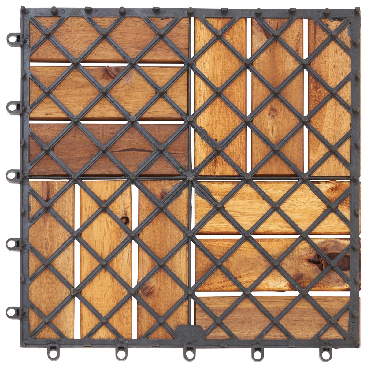 Terrassenfliese Dominik 10er Set 30x30 cm Akazienholz - Schwarz/Akaziefarben, MODERN, Holz/Kunststoff (30/30cm) - Ondega