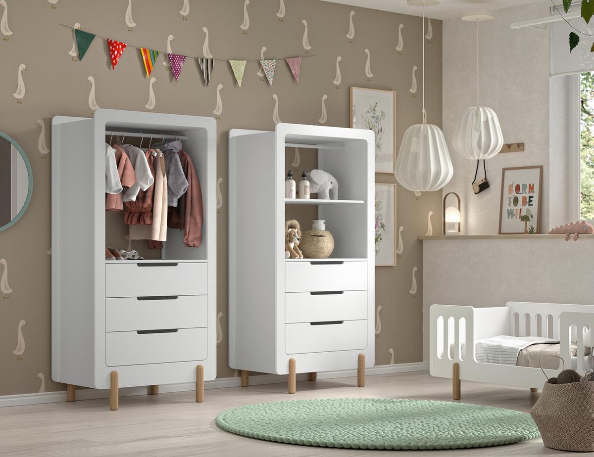 Kinderkleiderschrank Simple - Weiß, MODERN, Holzwerkstoff (88/180/54,4cm) - MID.YOU
