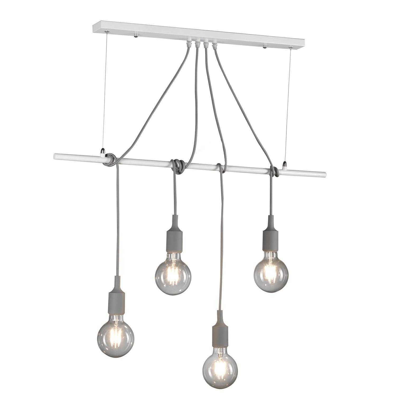 Hängeleuchte Weiß L: 80 cm 22w - Weiß, Basics, Metall (80/10/90cm)