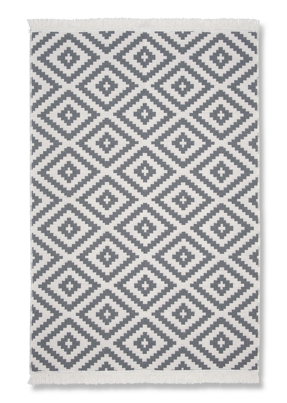 RUČNĚ TKANÝ KOBEREC Inaya 2, 120/170cm - bílá/antracitová, Moderní, textil (120/170cm) - Mömax