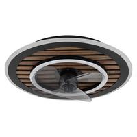 Deckenventilator Trevino Opal Schwarz Braun Grau D:49cm - Dunkelbraun/Opal, KONVENTIONELL, Kunststoff/Metall (49/13cm) - Globo