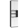 Hochschrank Nebraska06 B: 50cm Weiß - Chromfarben/Weiß Hochglanz, MODERN, Holzwerkstoff (50/192/31,5cm) - MID.YOU