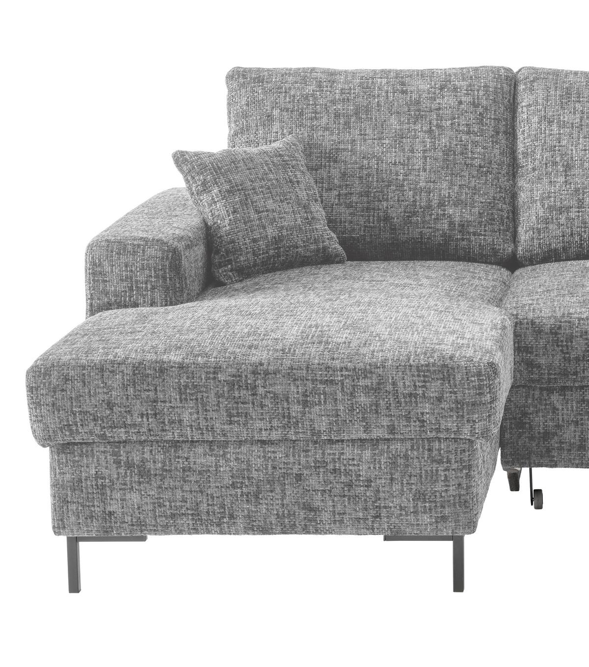 Eckschlafsofa Zona Silberfarben S: 143x237 Cm - Silberfarben/Schwarz, KONVENTIONELL, Textil (143/237cm) - Livetastic